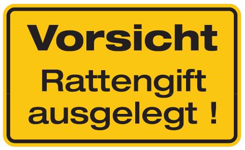 as977_00 Aluminium Schild Vorsicht Rattengift ausgelegt 120x200 mm geprägt