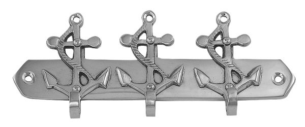 Schl-sselhaken-silber Haken Schlüsselhaken mit 3 Ankern vernickelt