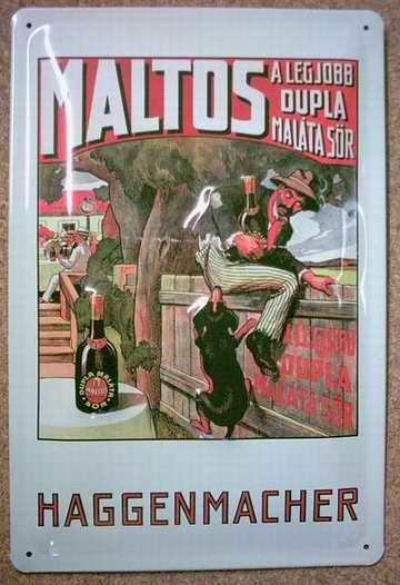 Blechschild Maltos Haggenmacher Schnaps Flasche retro Schild Reklameschild