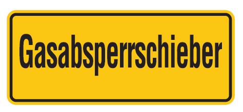 as30151 Aluminium Schild Gasabsperrschieber 100x240 mm geprägt