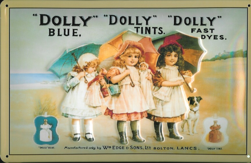 A705-Dolly Blechschild Nostalgieschild Dolly Blue Tints Kinder Hund