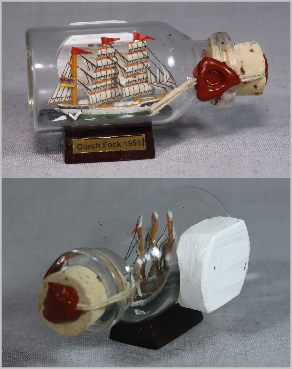 Buddelschiff Gorch Fock 5x2 cm Kühlschrankmagnet mit 10x3 mm Neodym Magnet Souvenir