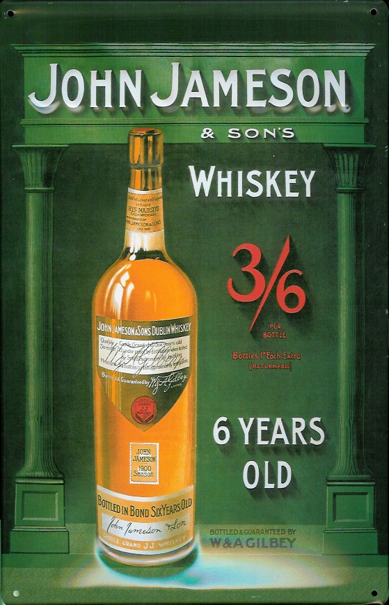 Blechschild John Jameson Whiskey 6 Years retro Schild Nostalgieschild