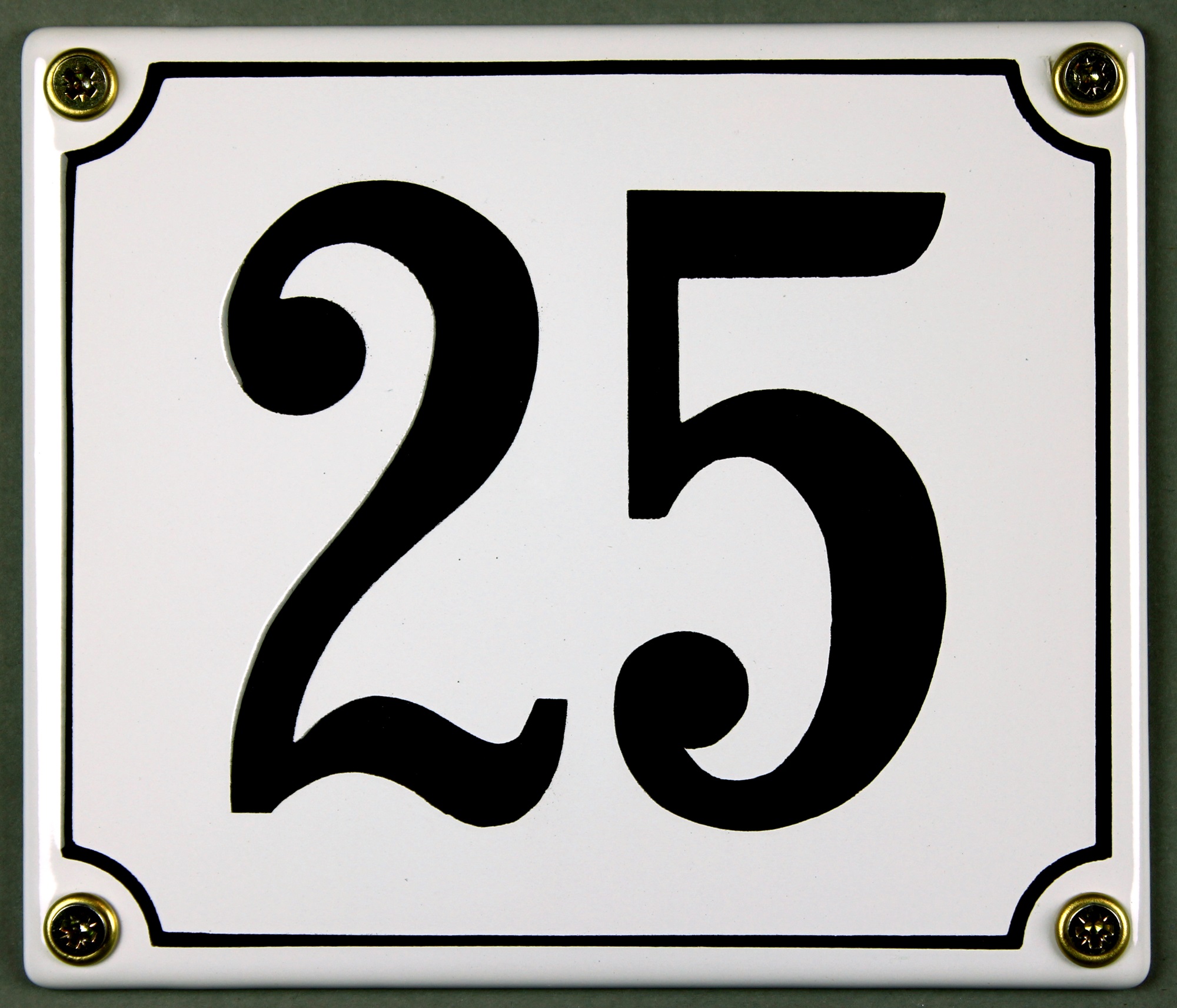 Hausnummernschild 25 weiß 12x14 cm sofort lieferbar Schild Emaille Hausnummer Haus Nummer Zahl Ziffe