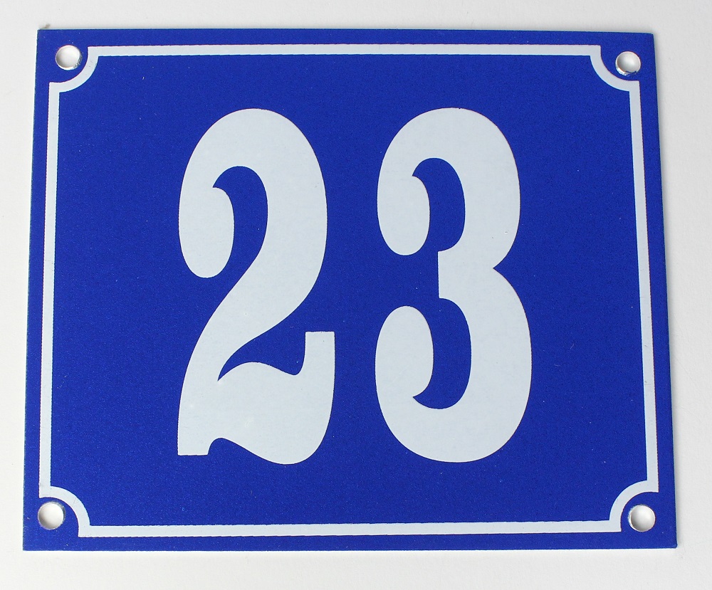 Hausnummernschild Aluminium Aluschild 1 mm Stärke Alu Schild Nr. 23 blau