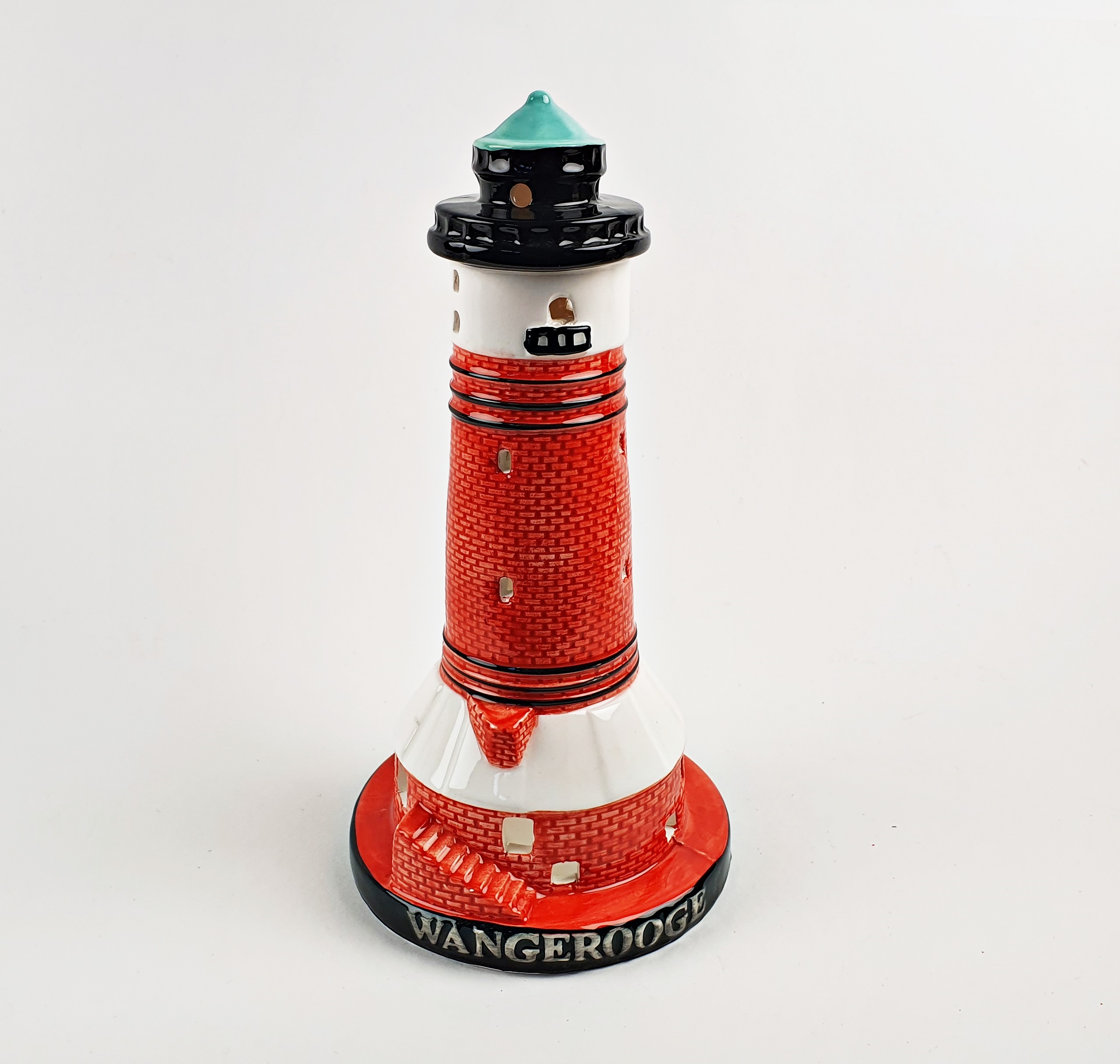 Leuchtturm Modell Wangerooge 19,5cm mit Teelichthalter Keramik Leuchtturmmodell