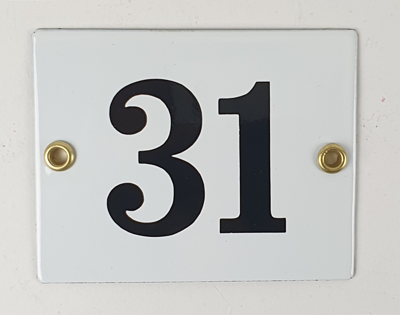 Hausnummernschild 31 weiß 8x10cm Emailleschild