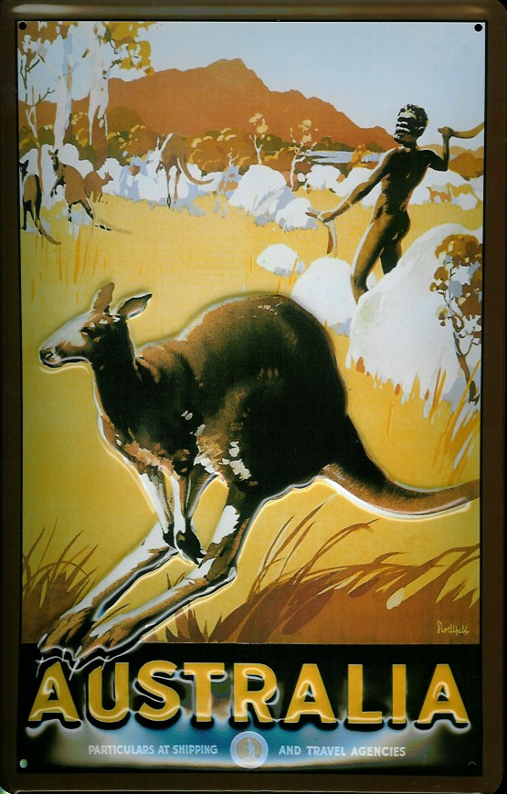 A969-Australlia Blechschild Nostalgieschild Australien Känguruh Australien