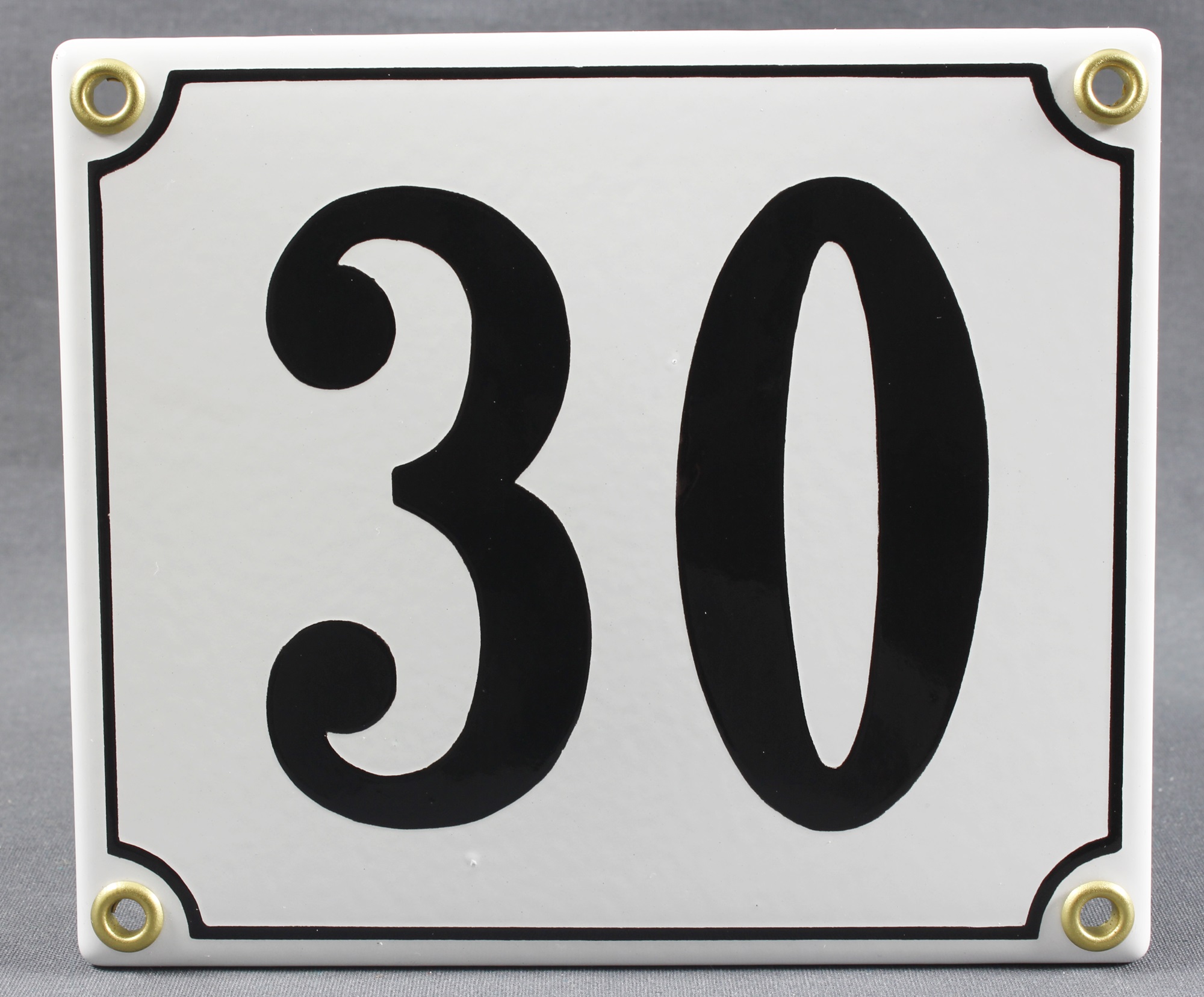 Hausnummernschild 30 weiß 12x14 cm sofort lieferbar Schild Emaille Hausnummer Haus Nummer Zahl Ziffe