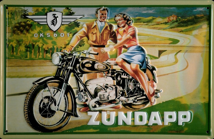 Blechschild Zündapp OKS 601 Motorrad Sozius Schild Nostalgieschild