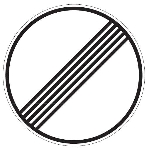 k2820020 Verkehrsschild / Verkehrszeichen Ende sämtlicher Streckenverbote 420 mm rund Aluminium reflektierend