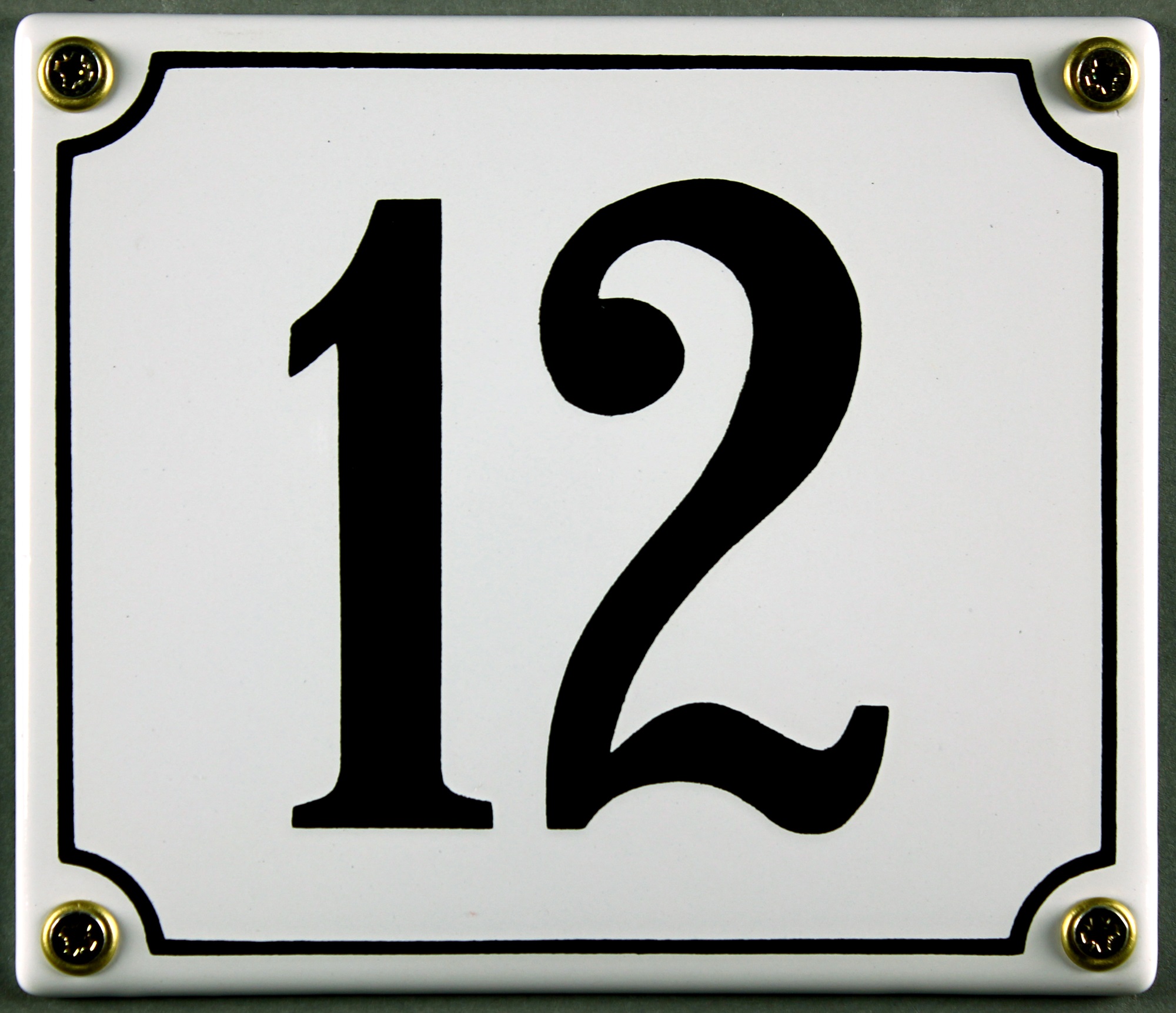 hausnummer-12-weiss-hausnummernschild-emaille Hausnummernschild 12 weiß 12x14 cm sofort lieferbar Schild Emaille Hausnummer Haus Nummer Zahl Ziffe