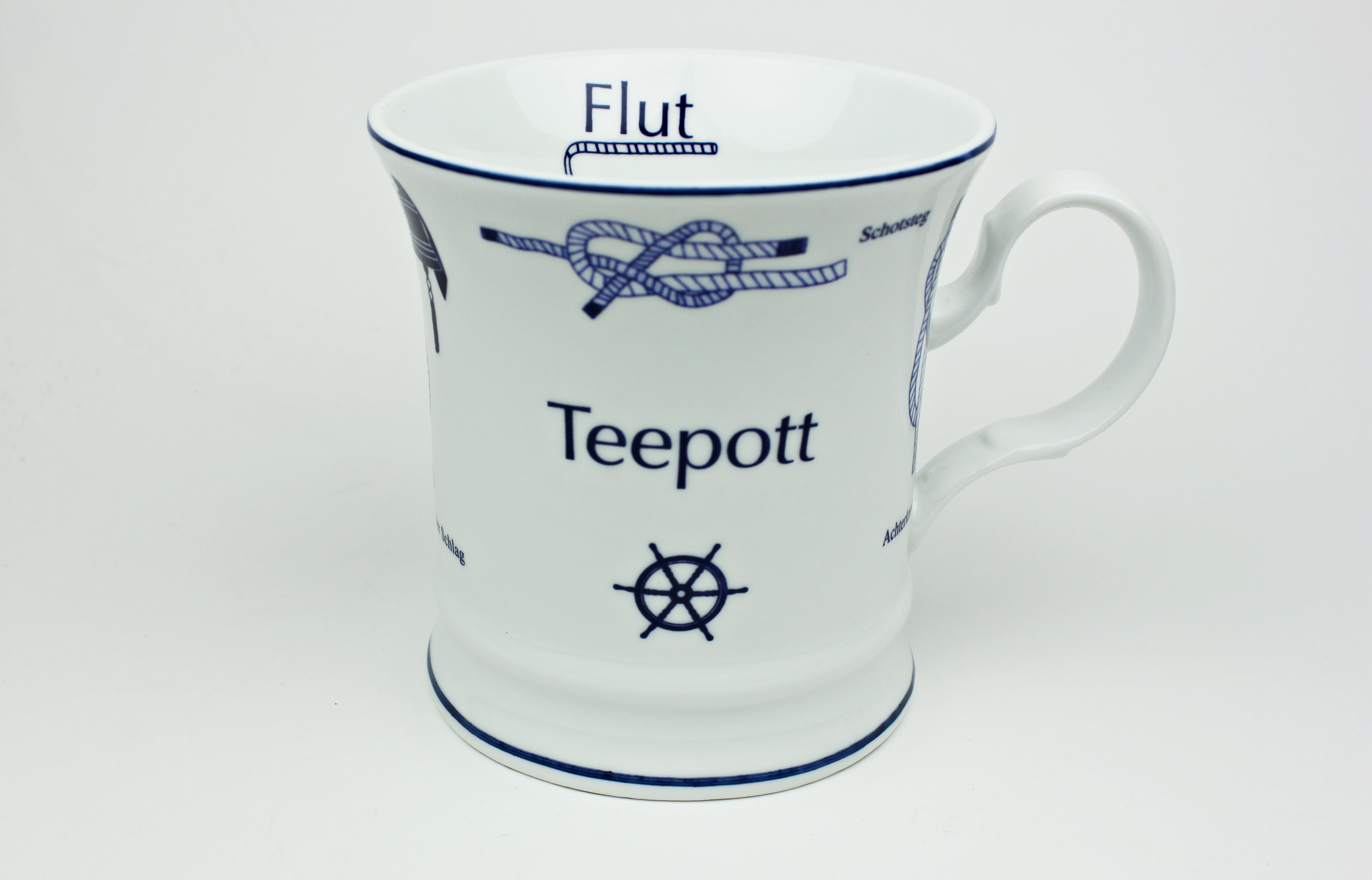 Knotenbecher Teepott mit Seemannsknoten hoch Souvenir Teetasse Tee Becher Andenken Teeb