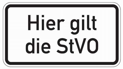 k100581 Zusatz Textschild für Verkehrszeichen Hier gilt die StVO verschiedene Größen  Aluminium reflektieren