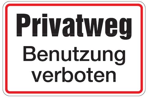 as262_00 Aluminium Schild Privatweg Benutzung verboten 200x300 mm geprägt