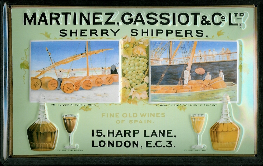 Blechschild Martinez Gasiot Sherry shipper London Aperitif Schild Werbeschild