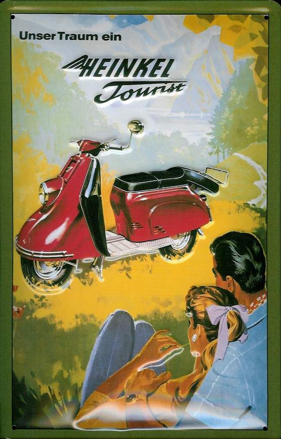 Blechschild Heinkel Tourist Motorroller Nostalgieschild Schild