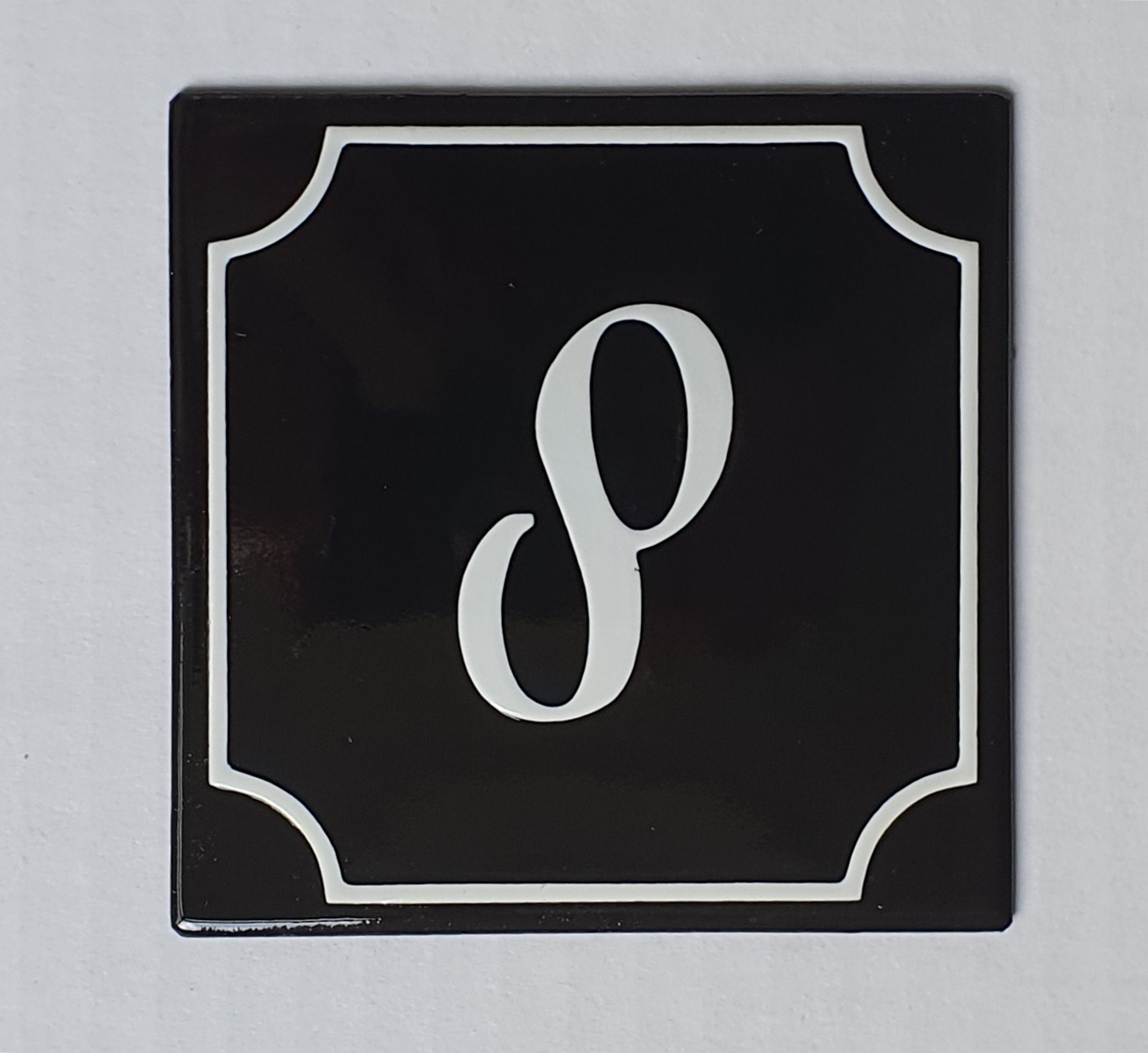 8-schreibschrift Hausnummernschild 8 schwarz Clarendon 8x8 cm Emailleschild