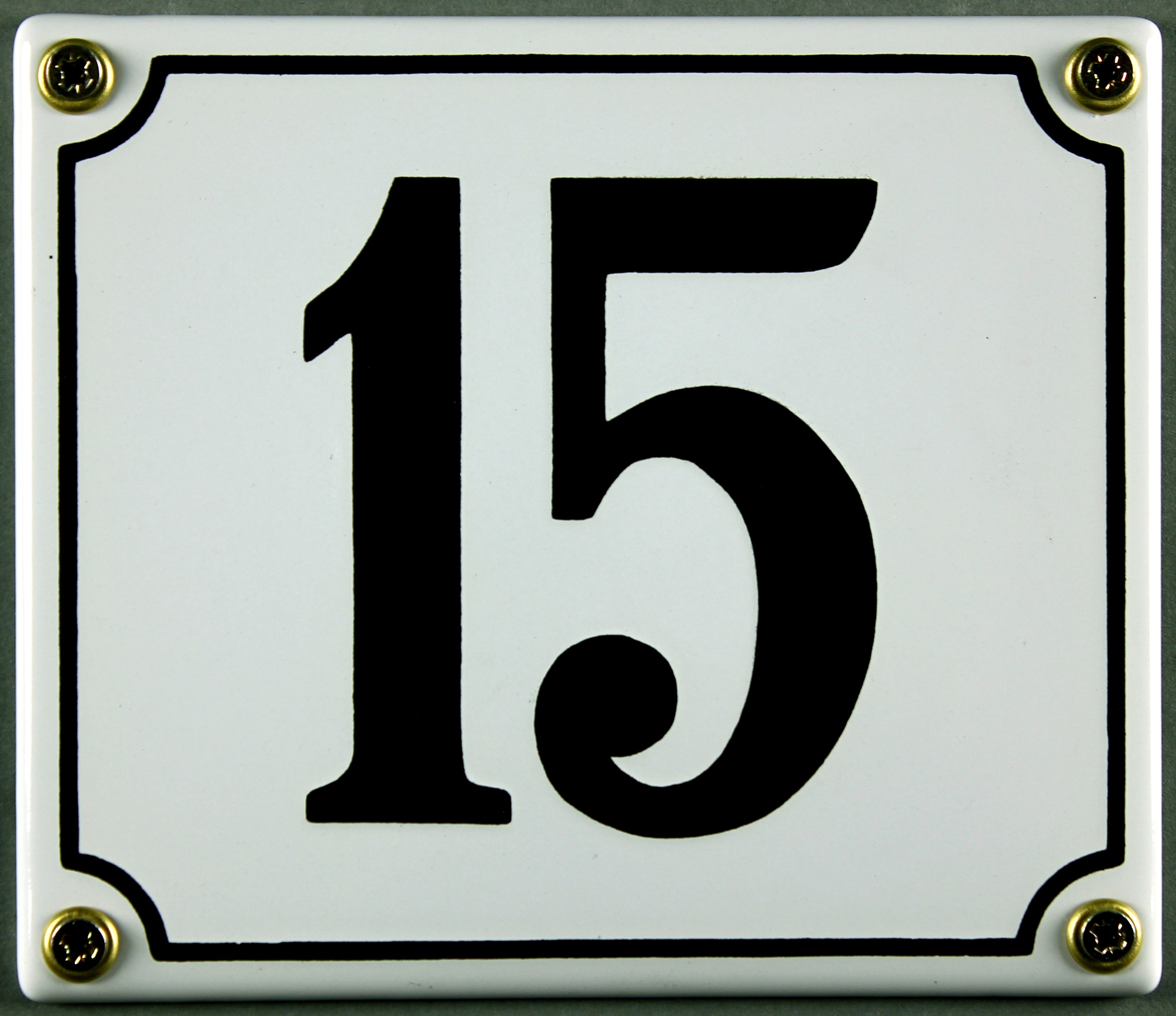 hausnummer-15-weiss-hausnummernschild-emaille Hausnummernschild 15 weiß 12x14 cm sofort lieferbar Schild Emaille Hausnummer Haus Nummer Zahl Ziffe