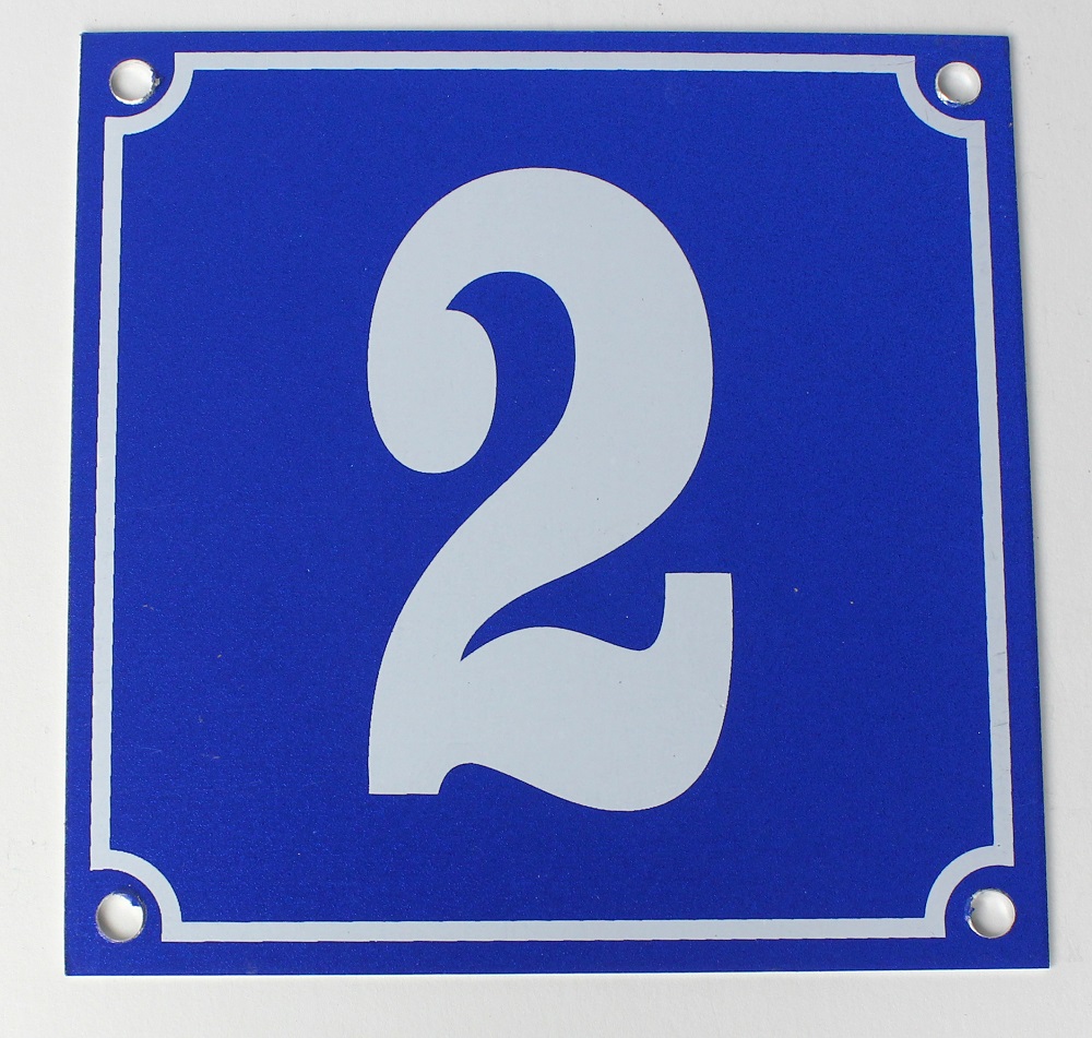 Hausnummernschild Aluminium Aluschild 1 mm Stärke Alu Schild Nr. 2 blau