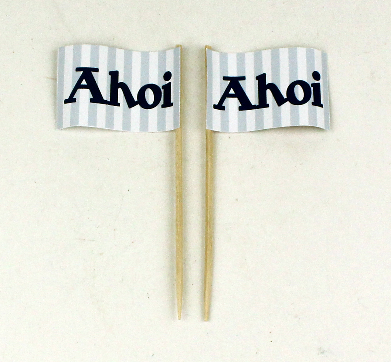 Picker_Ahoi Party-Picker Flagge Ahoi blau weiß Papierfähnchen in Spitzenqualität 50 Stück Beutel