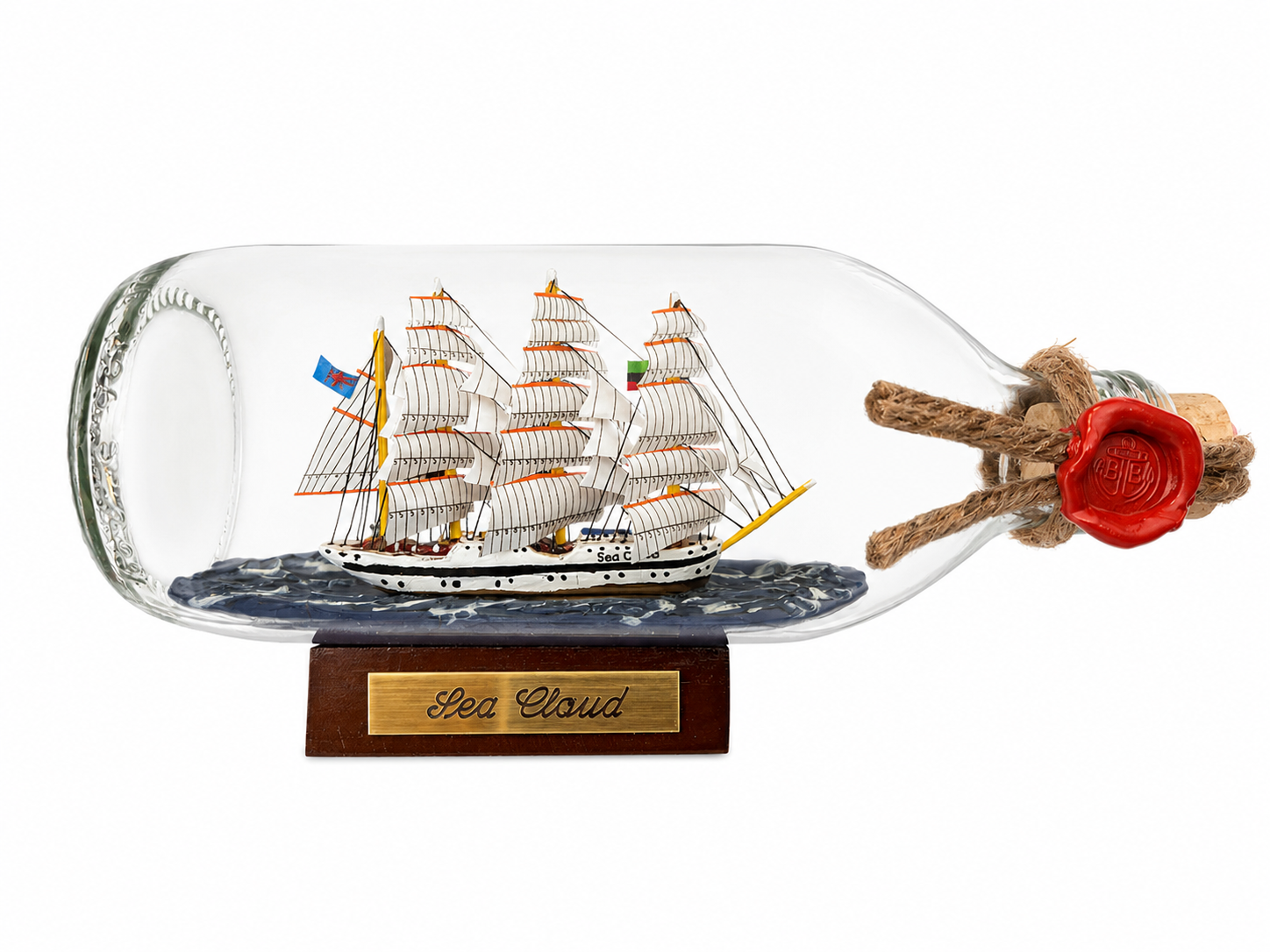 Sea Cloud runde Flasche 0,3 Liter Buddelschiff Flaschenschiff
