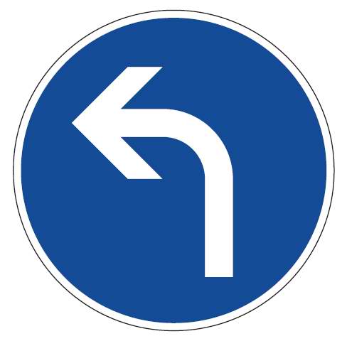 K2091020 Verkehrsschild / Verkehrszeichen Fahrrichtung Pfeil links gebogen 420 mm rund Aluminium reflektieren