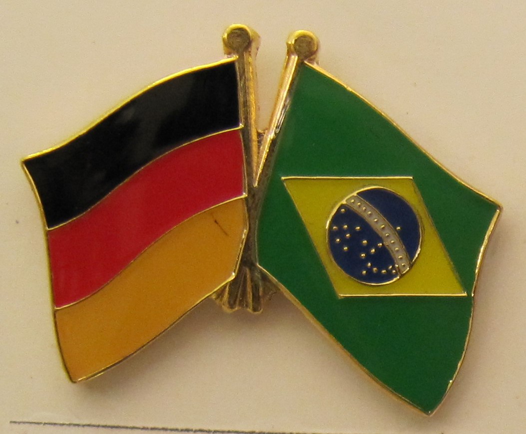 Brasilien / Deutschland Freundschafts Pin Anstecker Flagge Fahne Nationalflagge