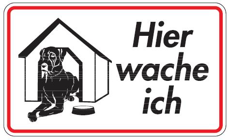 as70_01 Aluminium Schild Hund Hundehütte Hier wache ich 120x200 mm geprägt