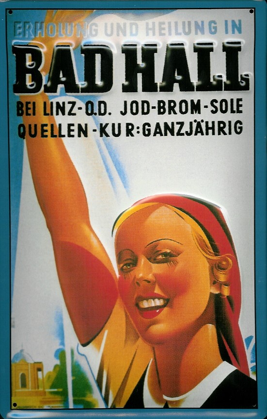 A855-Bad-Hall Blechschild Nostalgieschild Bad Hall Kurort Österreich Kur Kururlaub Schild retro Werbeschild