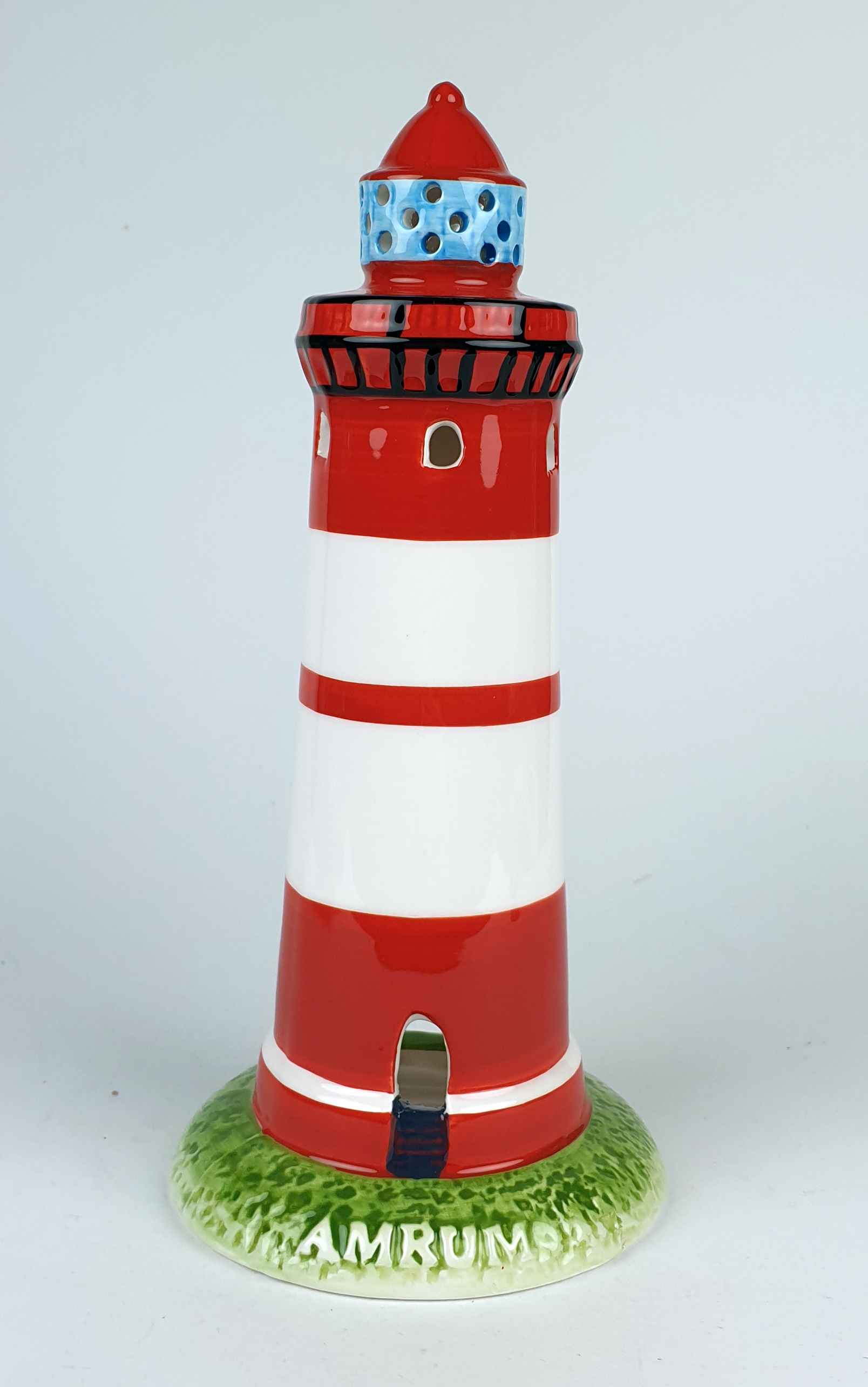 Leuchtturm Modell Amrum 20,5cm mit Teelichthalter Keramik Leuchtturmmodell