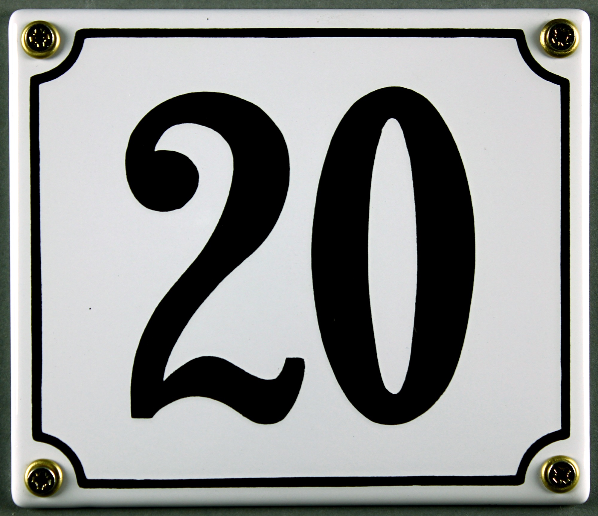 Hausnummernschild 20 weiß 12x14 cm sofort lieferbar Schild Emaille Hausnummer Haus Nummer Zahl Ziffe