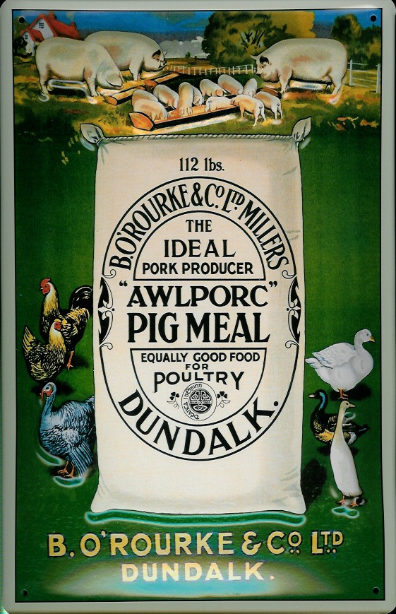 A431-Pig-Meal Blechschild Nostalgieschild AWL Pork Meal Dundalk Schweinefutter