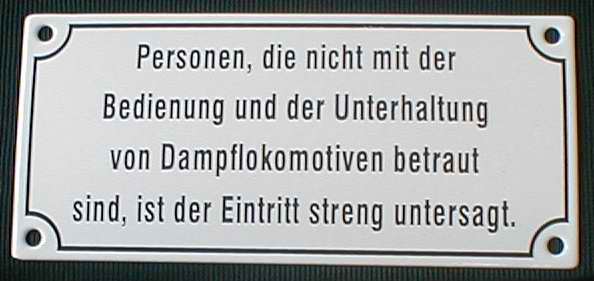 350211 Eisenbahn Schild Personen, die nicht mit der Bedienung..