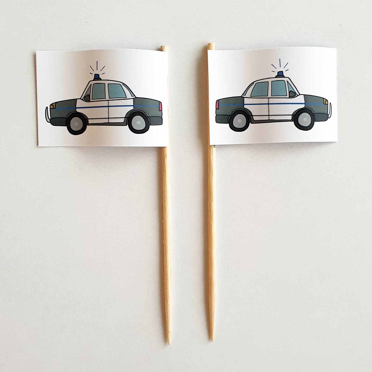 Picker_Polizei Party-Picker Flagge Polizei Auto Papierfähnchen in Spitzenqualität 50 Stück Beutel