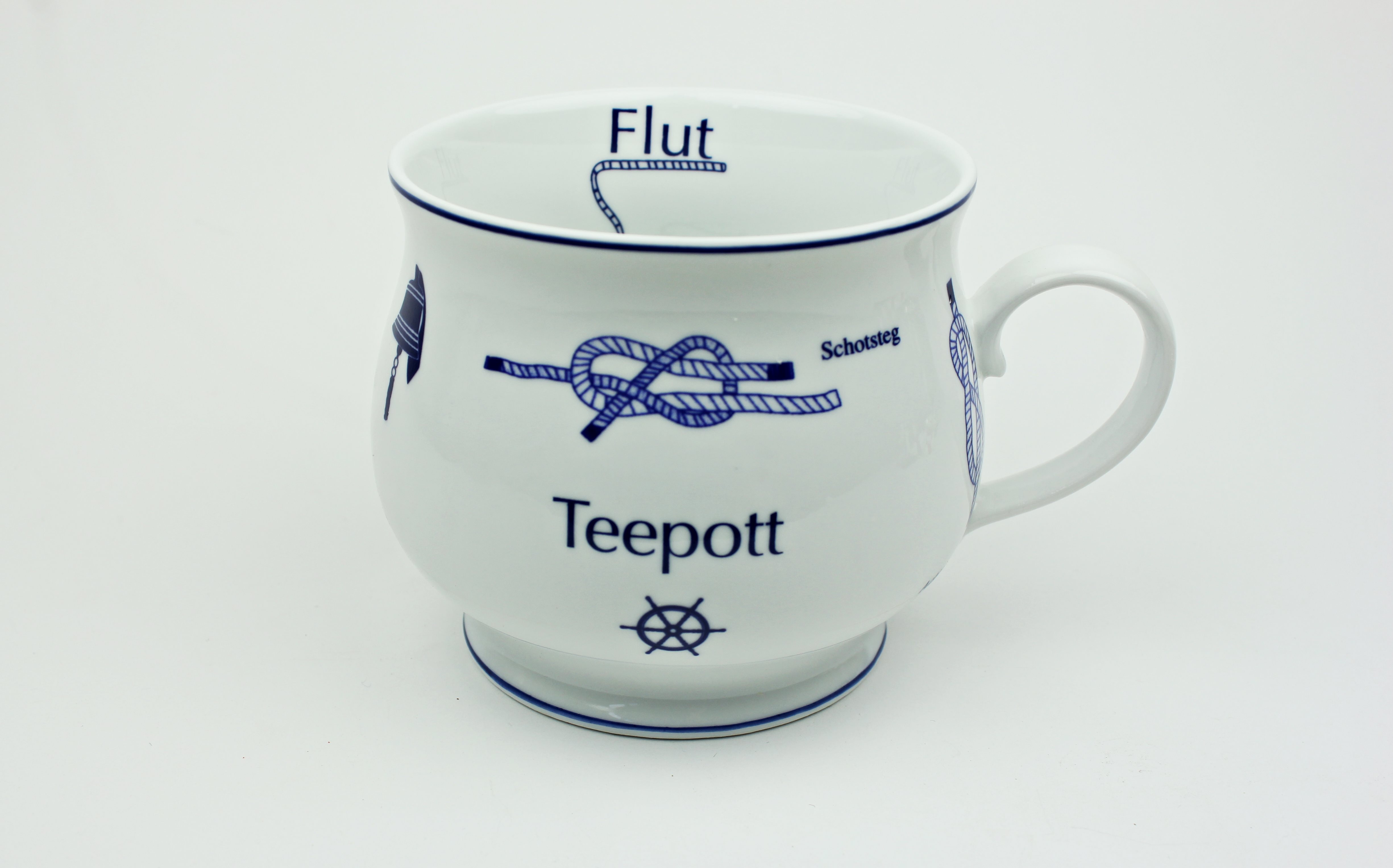 Knotenbecher Teepott mit Seemannsknoten bauchig Souvenir Teetasse Tee Becher Andenken Te