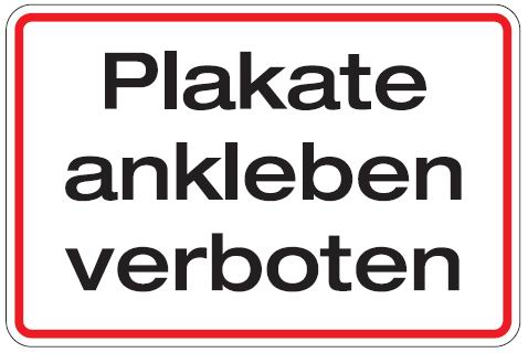 as1141_51 Aluminium Schild Plakate ankleben verboten 200x300 mm geprägt