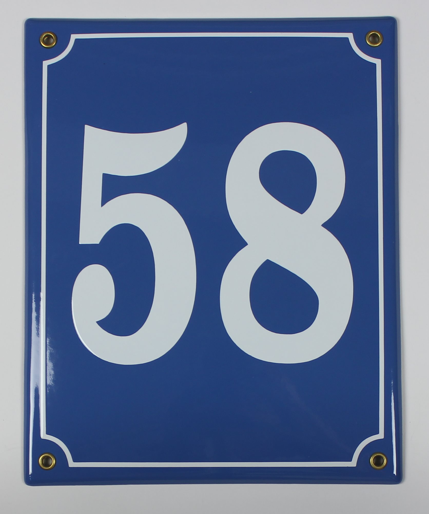 Hausnummernschild 58 mittelblau 25x20 cm Emailleschild