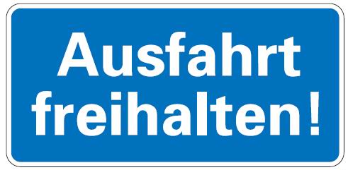 as539_00 Aluminium Schild Ausfahrt freihalten 170x350 mm geprägt