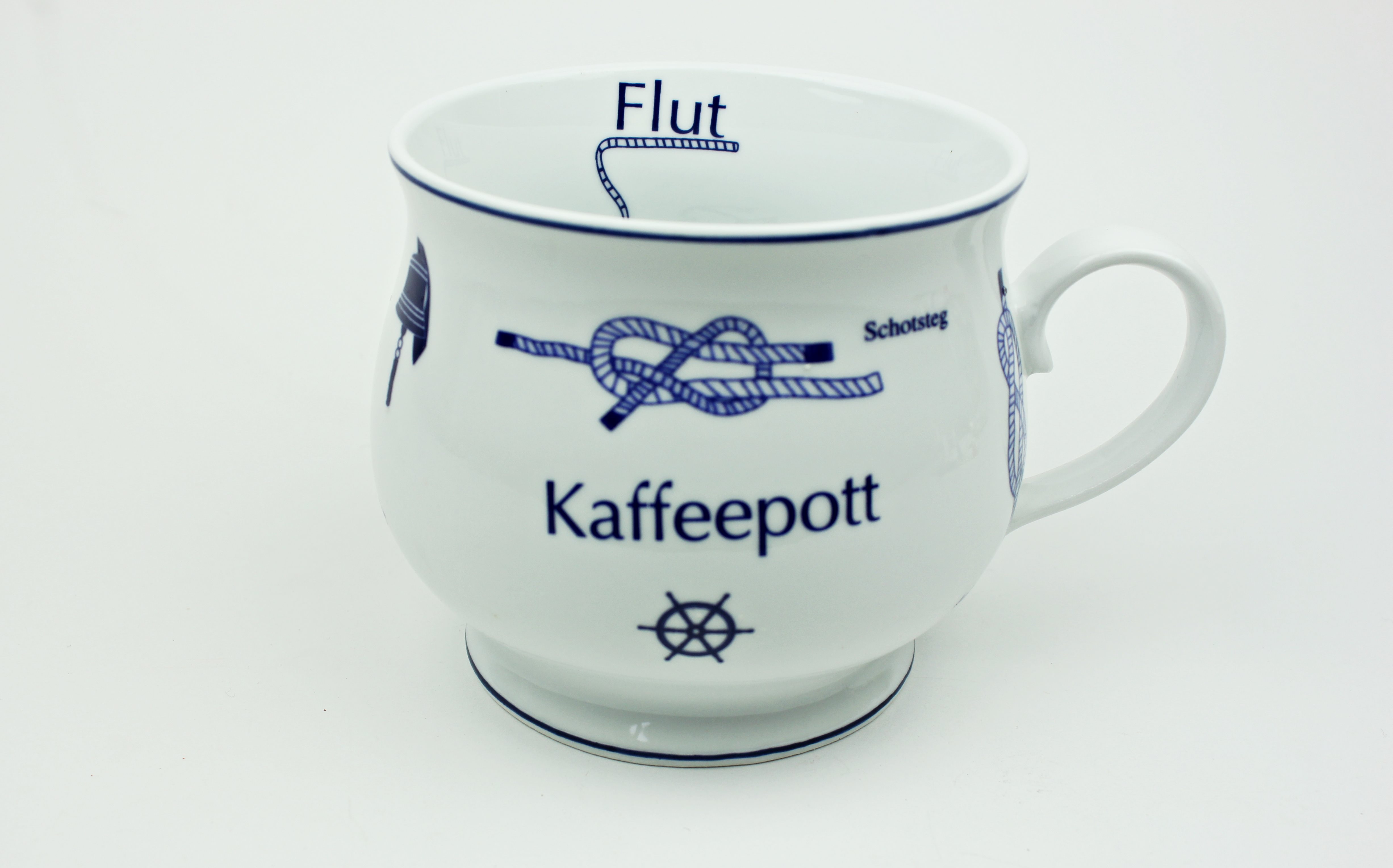 Knotenbecher Kaffeepott mit Seemannsknoten bauchig Souvenir Teetasse Tee Becher Andenken