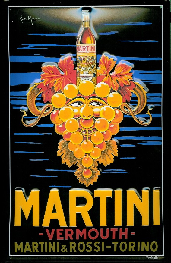 Blechschild Martini (1) Trauben Aperitif Weintrauben retro Schild Nostalgieschild