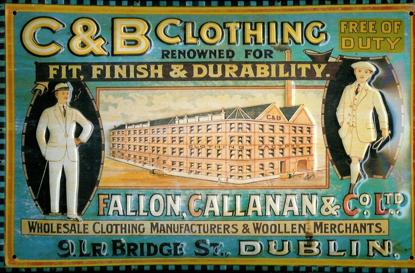 B057-C-B-Clothing Blechschild Nostalgieschild C&B Clothing Dublin Bekleidung