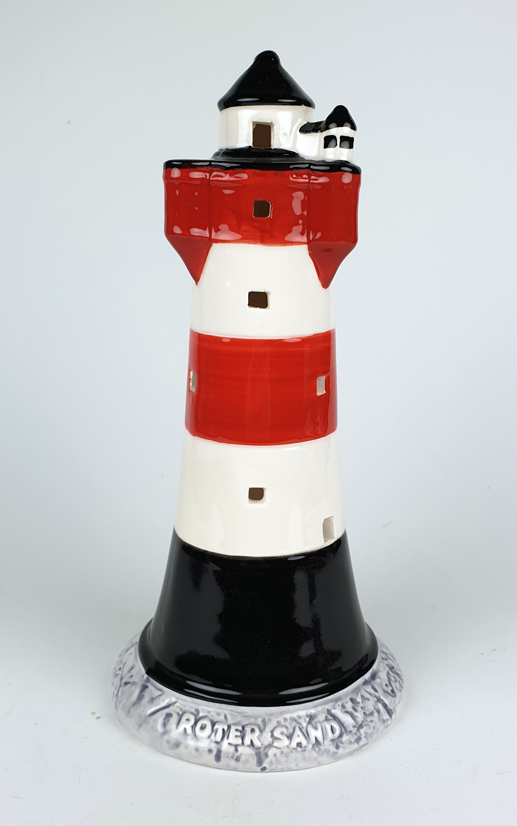 20190226_172901 Roter Sand Leuchtturm Modell 20,5cm mit Teelichthalter Keramik Leuchtturmmodell