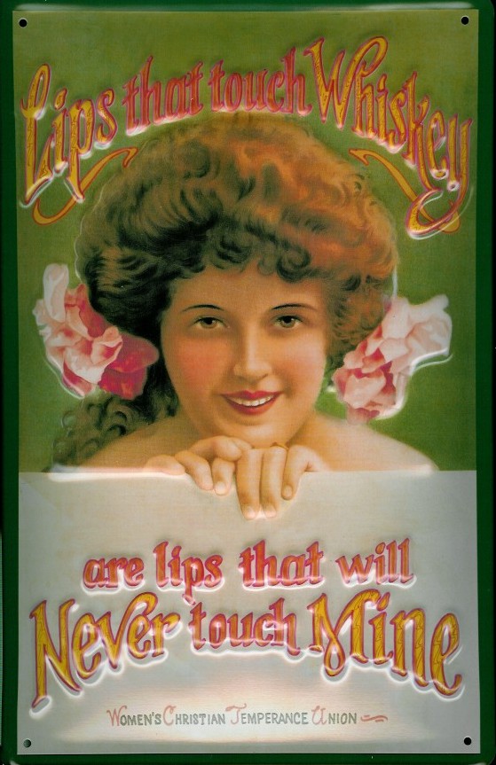 Blechschild Lips that touch Whiskey Schild Whiskywerbung Nostalgieschild