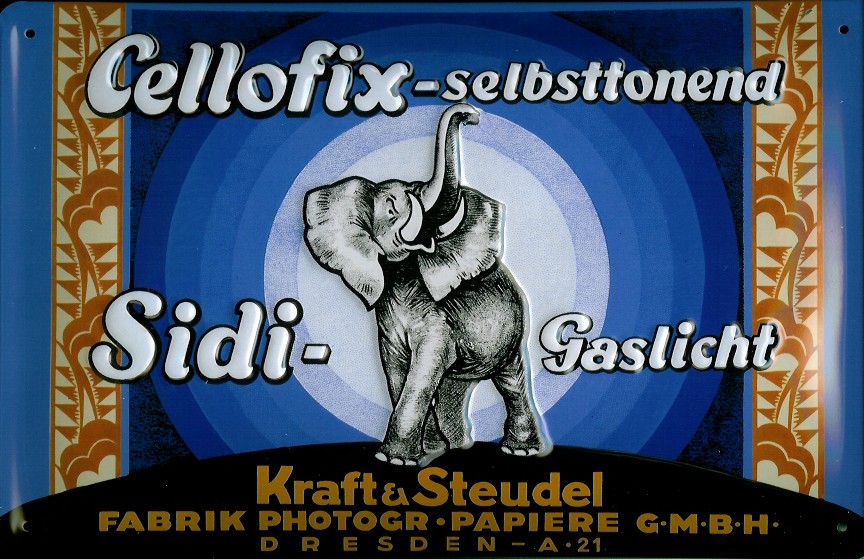 A458-Cellofix Blechschild Nostalgieschild Cellofix Gaslicht Elefant