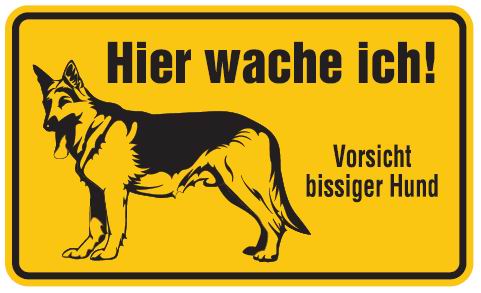as70_52 Aluminium Schild Vorsicht bissiger Hund Hier wache ich 120x200 mm geprägt