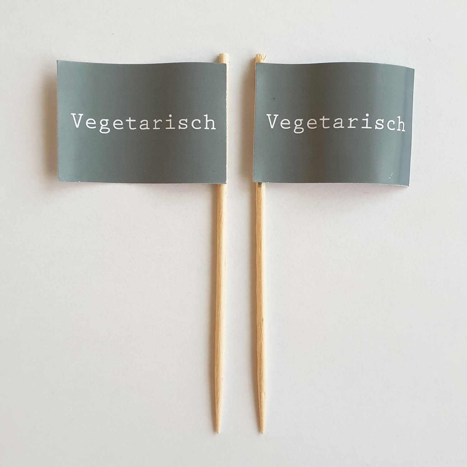 Party-Picker Flagge GRAU Vegetarisch Papierfähnchen in Spitzenqualität 50 Stück Beutel