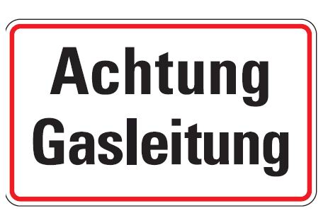 as38000 Aluminium Schild Achtung Gasleitung 120x200 mm geprägt