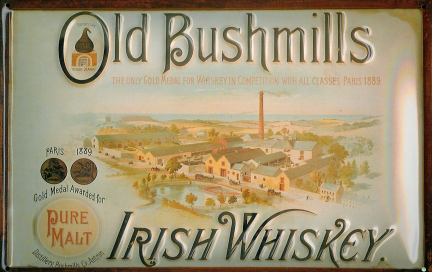 Blechschild Old Bushmills Irish Whiskey Fabrik Nostalgieschild