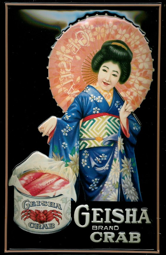 Blechschild Geisha Brand Crab Krebse Krebs Retro Schild Nostalgieschild